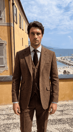 Load image into Gallery viewer, Santoro Men’s Three-Piece Tweed Tuxedo Classic Tailored Suit Set