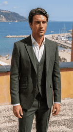Load image into Gallery viewer, Santoro Men’s Three-Piece Tweed Tuxedo Classic Tailored Suit Set