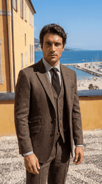 Load image into Gallery viewer, Santoro Men’s Three-Piece Tweed Tuxedo Classic Tailored Suit Set