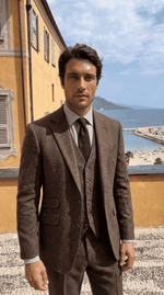 Load image into Gallery viewer, Santoro Men’s Three-Piece Tweed Tuxedo Classic Tailored Suit Set
