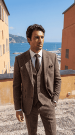 Load image into Gallery viewer, Santoro Men’s Three-Piece Tweed Tuxedo Classic Tailored Suit Set