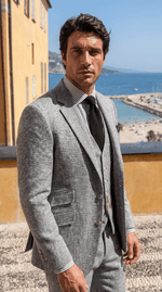 Load image into Gallery viewer, Santoro Men’s Three-Piece Tweed Tuxedo Classic Tailored Suit Set