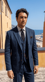 Load image into Gallery viewer, Santoro Men’s Three-Piece Tweed Tuxedo Classic Tailored Suit Set