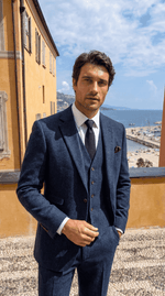 Load image into Gallery viewer, Santoro Men’s Three-Piece Tweed Tuxedo Classic Tailored Suit Set