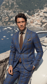 Load image into Gallery viewer, Santoro Men’s Check Blazer Tailored Formal Suit Jacket