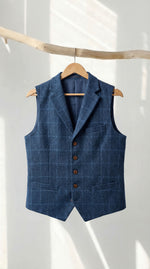 Load image into Gallery viewer, Santoro Tweed Waistcoat for Men Checked Vest with Notch Detail