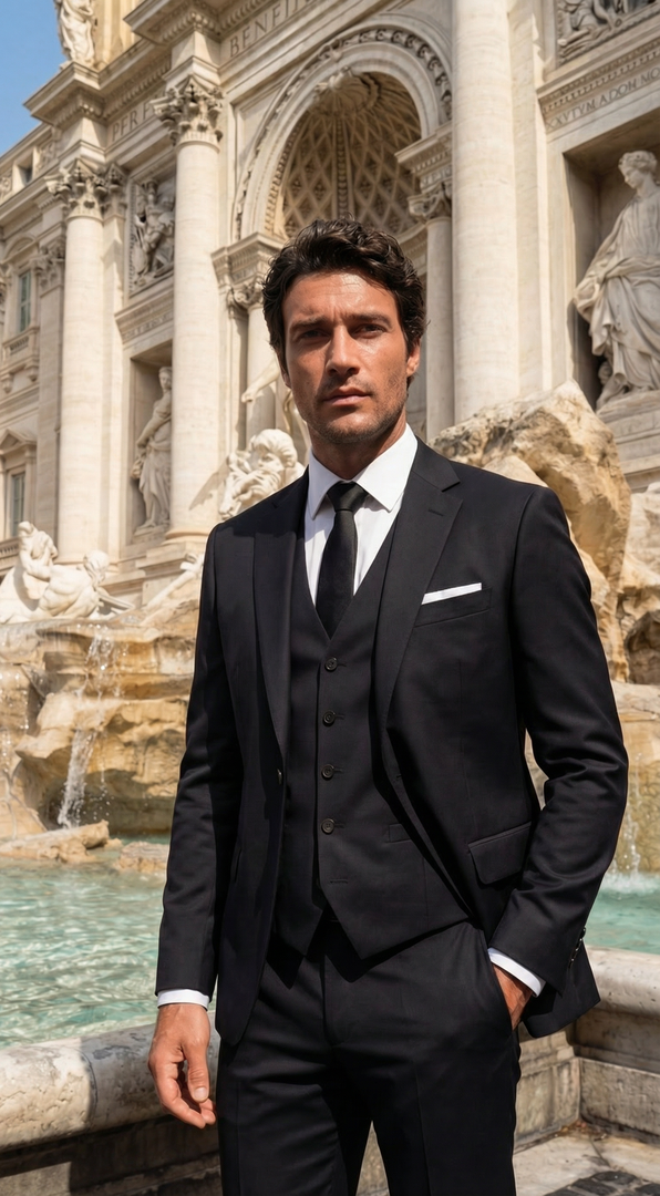Santoro Men's 3-Piece Formal Slim Fit Suit