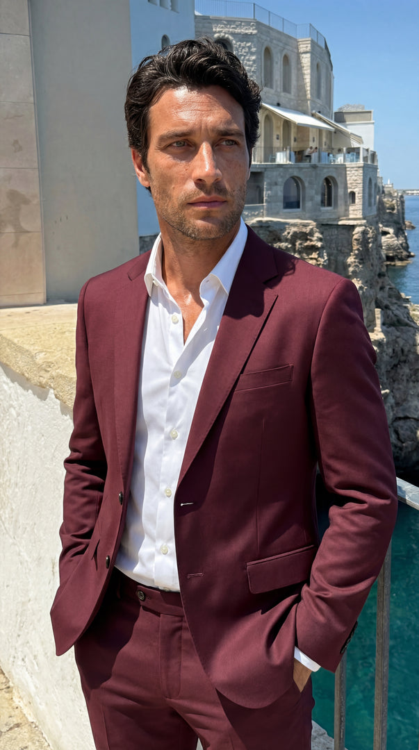 SANTORO Men’s Two-Piece Slim Fit Suit Tailored Formal Set for Business & Evening Wear