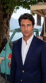 Load image into Gallery viewer, Santoro Men’s Formal Blazer Classic Notch Lapel Jacket with Gold Button Detailing