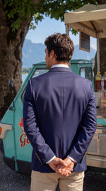 Load image into Gallery viewer, Santoro Men’s Formal Blazer Classic Notch Lapel Jacket with Gold Button Detailing