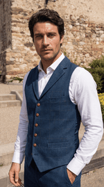 Load image into Gallery viewer, Santoro Tweed Waistcoat for Men Checked Vest with Notch Detail