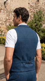Load image into Gallery viewer, Santoro Tweed Waistcoat for Men Checked Vest with Notch Detail