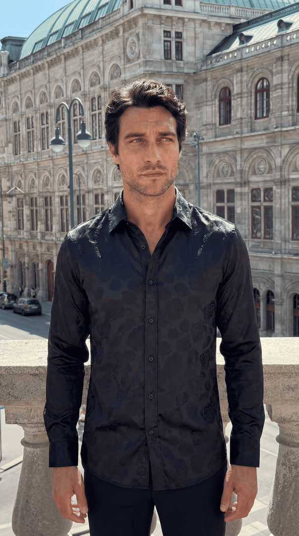 Santoro Men’s Elegant Long Sleeve Shirt Gloss Finish Statement Piece for Special Occasions