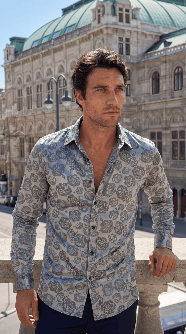 Santoro Men’s Elegant Long Sleeve Shirt Gloss Finish Statement Piece for Special Occasions