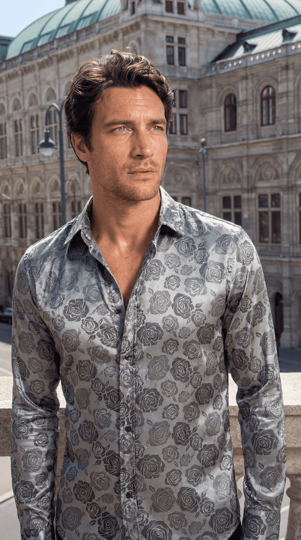 Santoro Men’s Elegant Long Sleeve Shirt Gloss Finish Statement Piece for Special Occasions