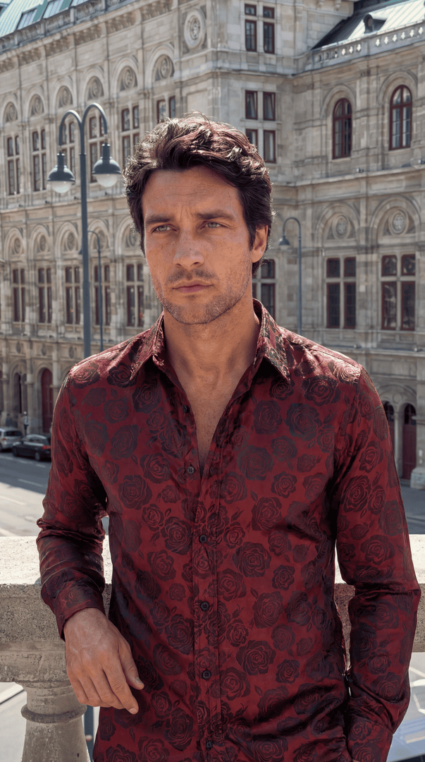 Santoro Men’s Elegant Long Sleeve Shirt Gloss Finish Statement Piece for Special Occasions