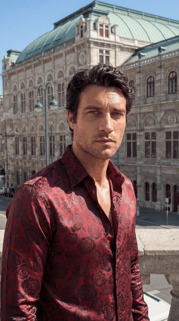Santoro Men’s Elegant Long Sleeve Shirt Gloss Finish Statement Piece for Special Occasions