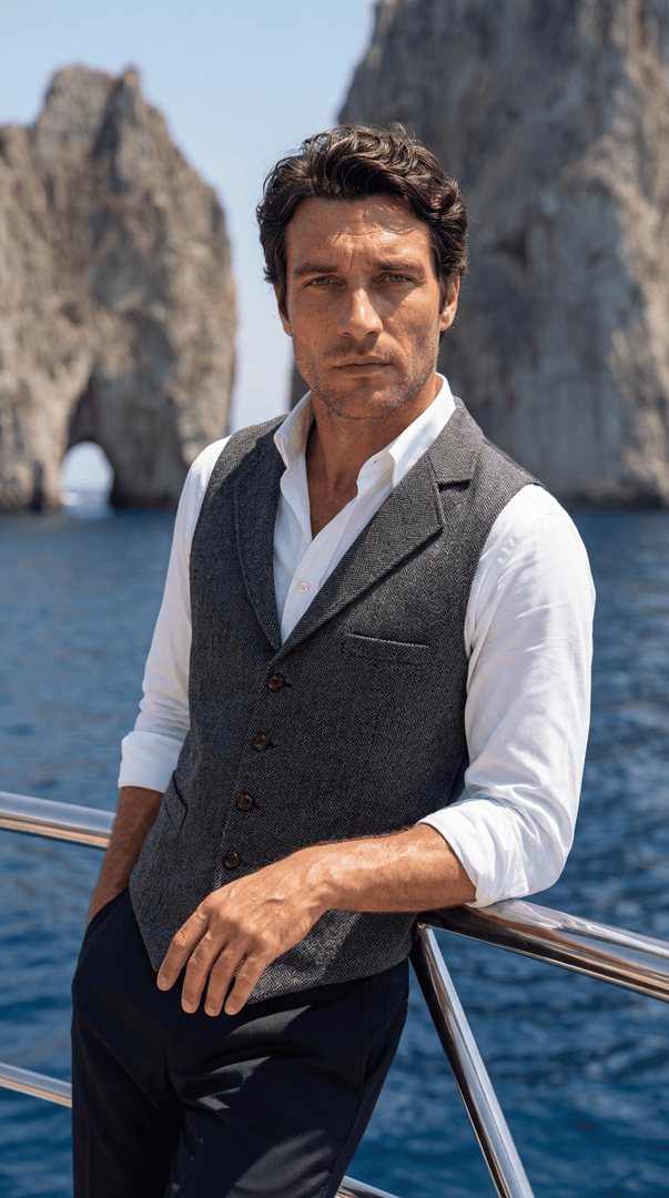 Santoro Men’s Herringbone Waistcoat All-Season