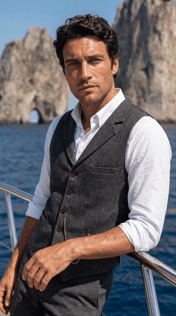 Santoro Men’s Herringbone Waistcoat All-Season