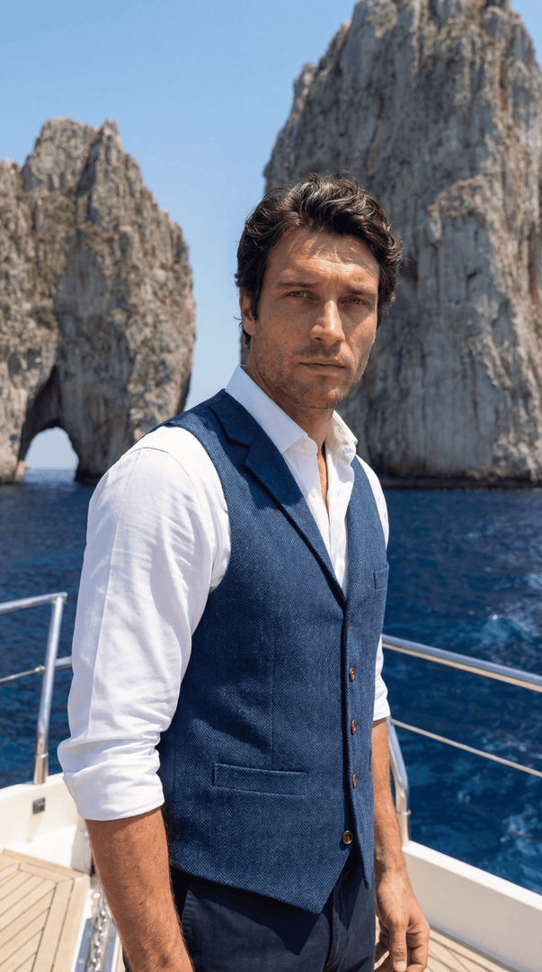 Santoro Men’s Herringbone Waistcoat All-Season