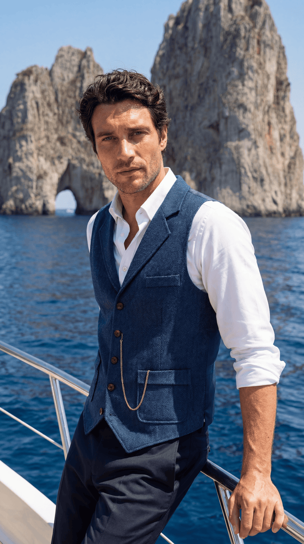 Santoro Men’s Herringbone Waistcoat All-Season