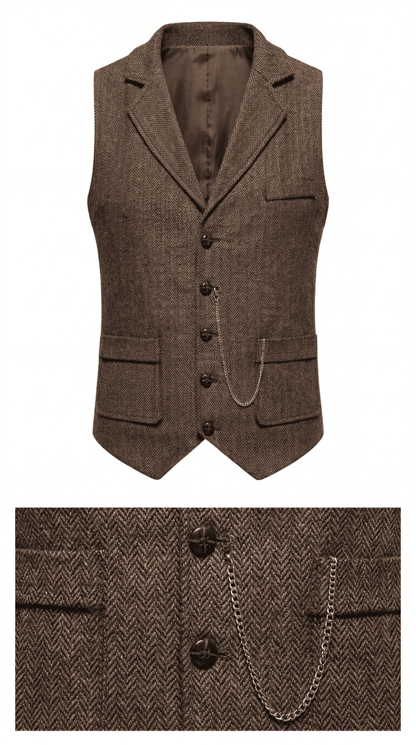 Santoro Men’s Herringbone Waistcoat All-Season
