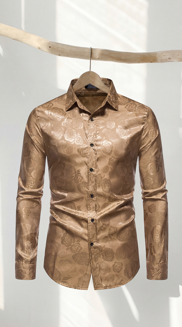 Santoro Men’s Elegant Long Sleeve Shirt Gloss Finish Statement Piece for Special Occasions