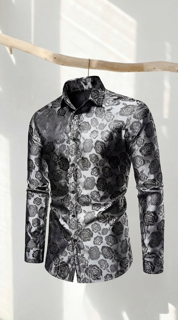 Santoro Men’s Elegant Long Sleeve Shirt Gloss Finish Statement Piece for Special Occasions